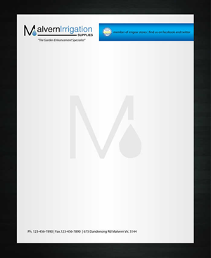 Letterhead Design by Sbss for Malvern Irrigation Supplies Pty Ltd | Design: #877040