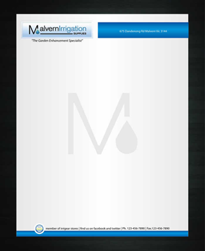 Letterhead Design by Sbss for Malvern Irrigation Supplies Pty Ltd | Design: #877044