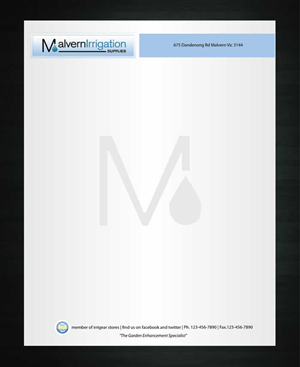 Letterhead Design by Sbss for Malvern Irrigation Supplies Pty Ltd | Design: #877046