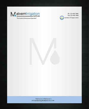 Letterhead Design by Sbss for Malvern Irrigation Supplies Pty Ltd | Design: #877047