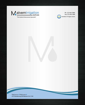 Letterhead Design by Sbss for Malvern Irrigation Supplies Pty Ltd | Design: #877048