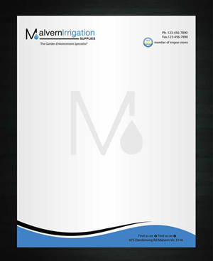 Letterhead Design by Sbss for Malvern Irrigation Supplies Pty Ltd | Design: #877049