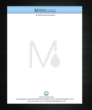 Letterhead Design by Sbss for Malvern Irrigation Supplies Pty Ltd | Design: #878704