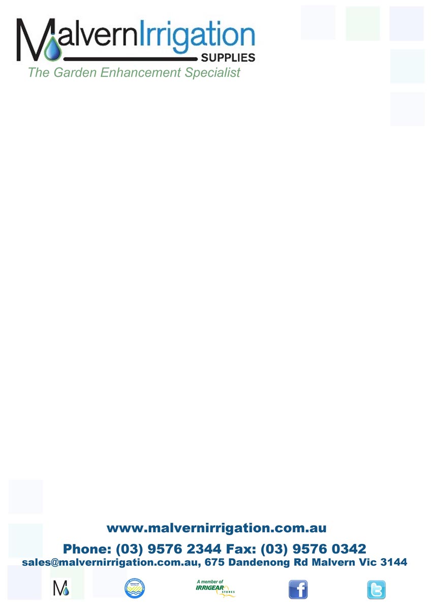 Letterhead Design by Lou Sharp for Malvern Irrigation Supplies Pty Ltd | Design #894072