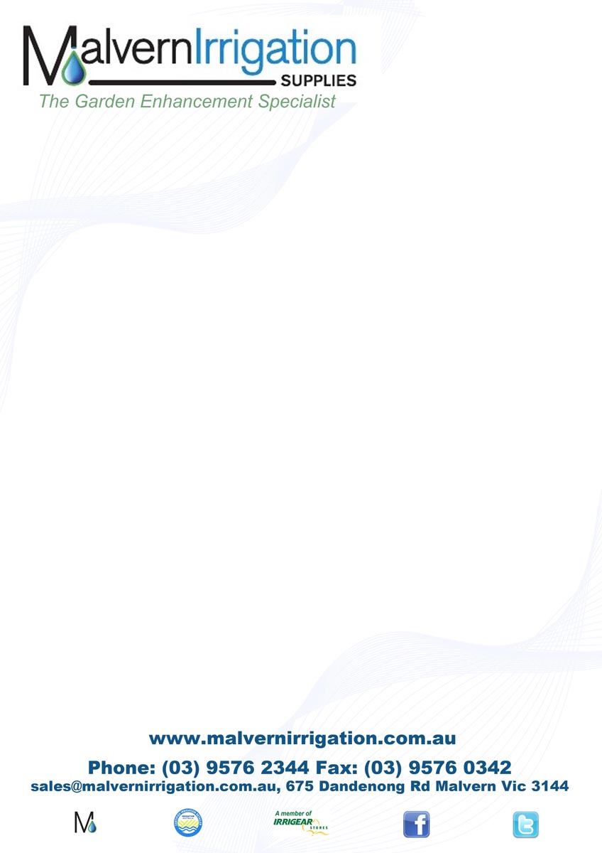 Letterhead Design by Lou Sharp for Malvern Irrigation Supplies Pty Ltd | Design #894077