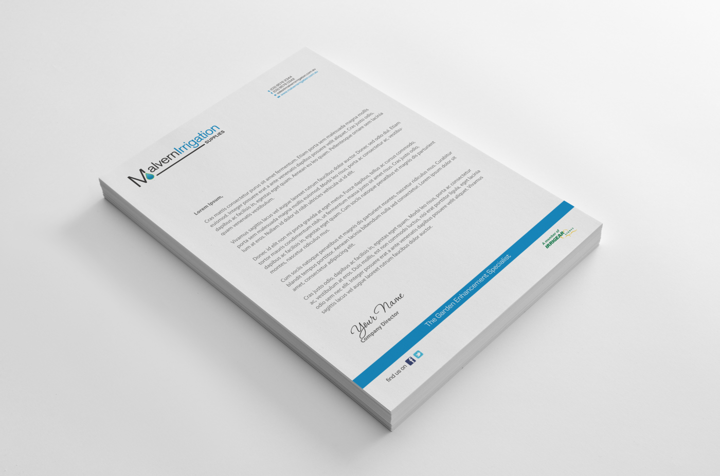 Letterhead Design by HYPdesign for Malvern Irrigation Supplies Pty Ltd | Design #879562