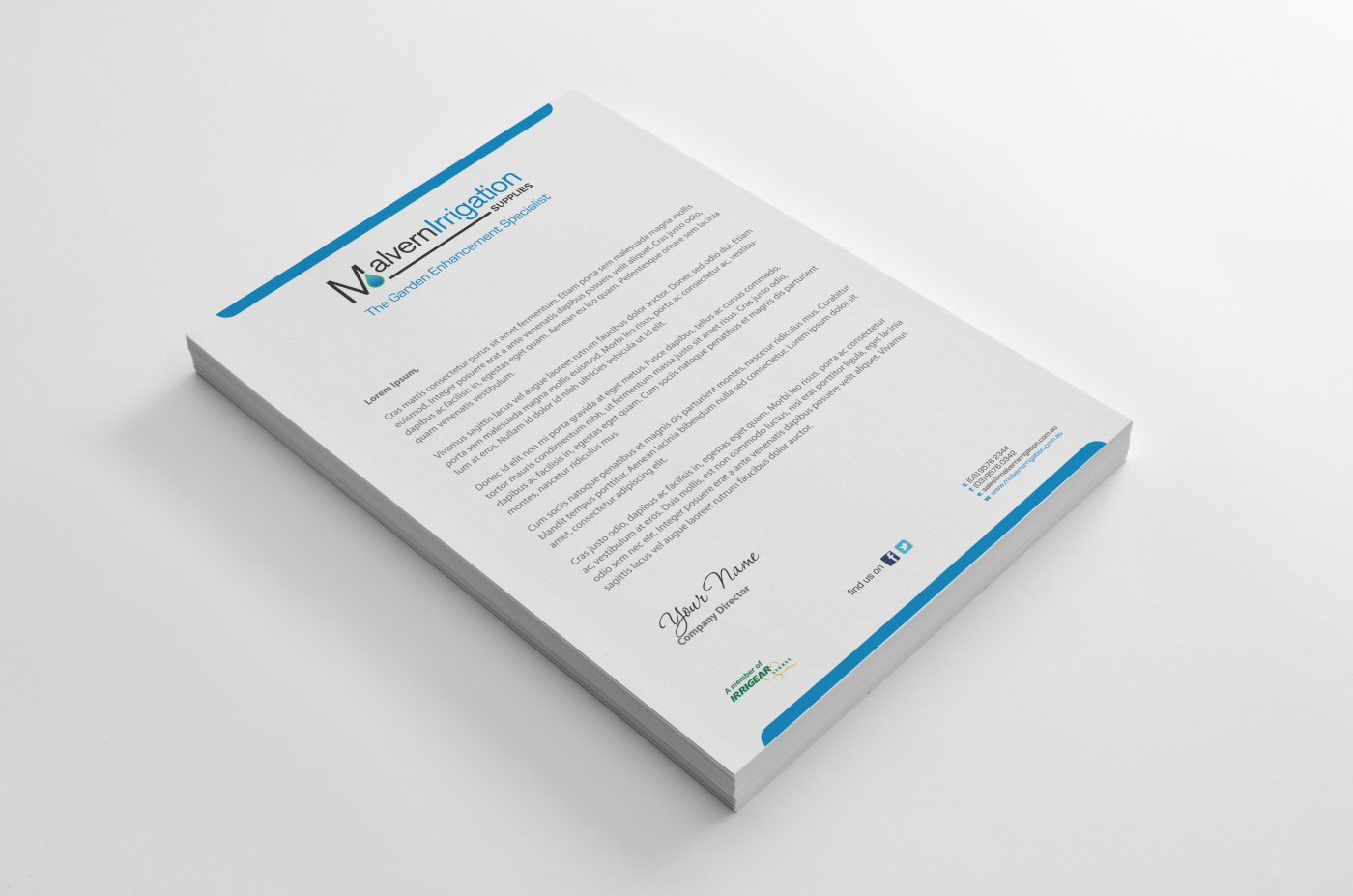 Diseño de Membrete por HYPdesign para Malvern Irrigation Supplies Pty Ltd | Diseño #879569