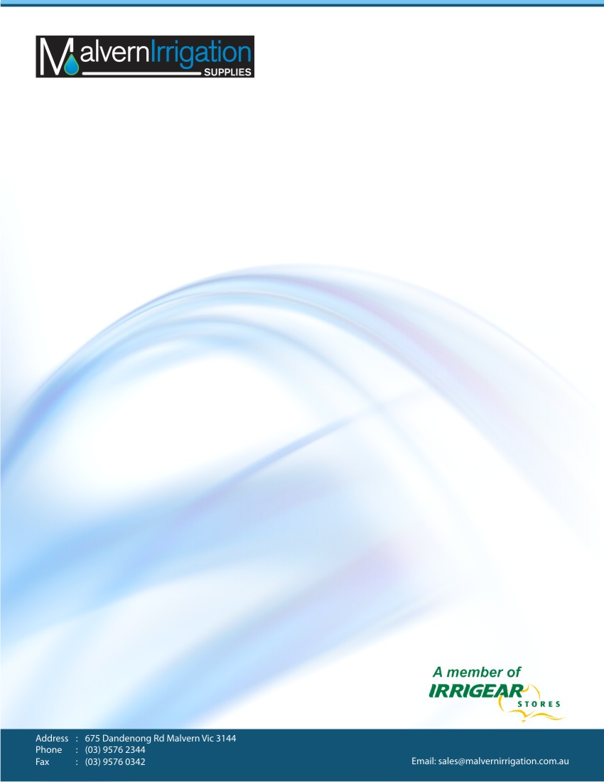 Diseño de Membrete por kabbir para Malvern Irrigation Supplies Pty Ltd | Diseño #888617
