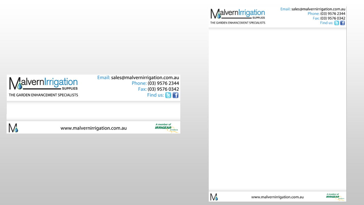 Letterhead Design by TomBroadhurst for Malvern Irrigation Supplies Pty Ltd | Design #880729