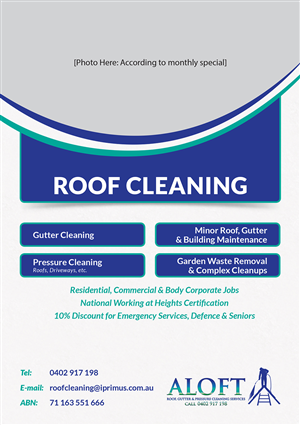 Diseño de Flyer por NPaceStudio para Aloft Roof, Gutter & Pressure Cleaning Services | Diseño: #3519471