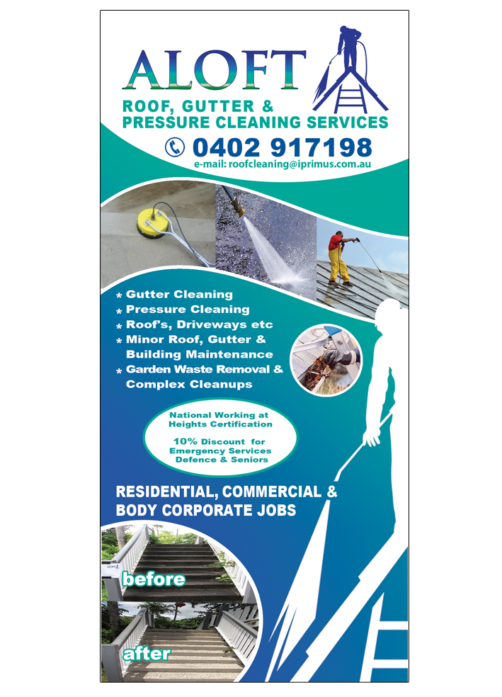 Diseño de Flyer por Maden para Aloft Roof, Gutter & Pressure Cleaning Services | Diseño #3563723