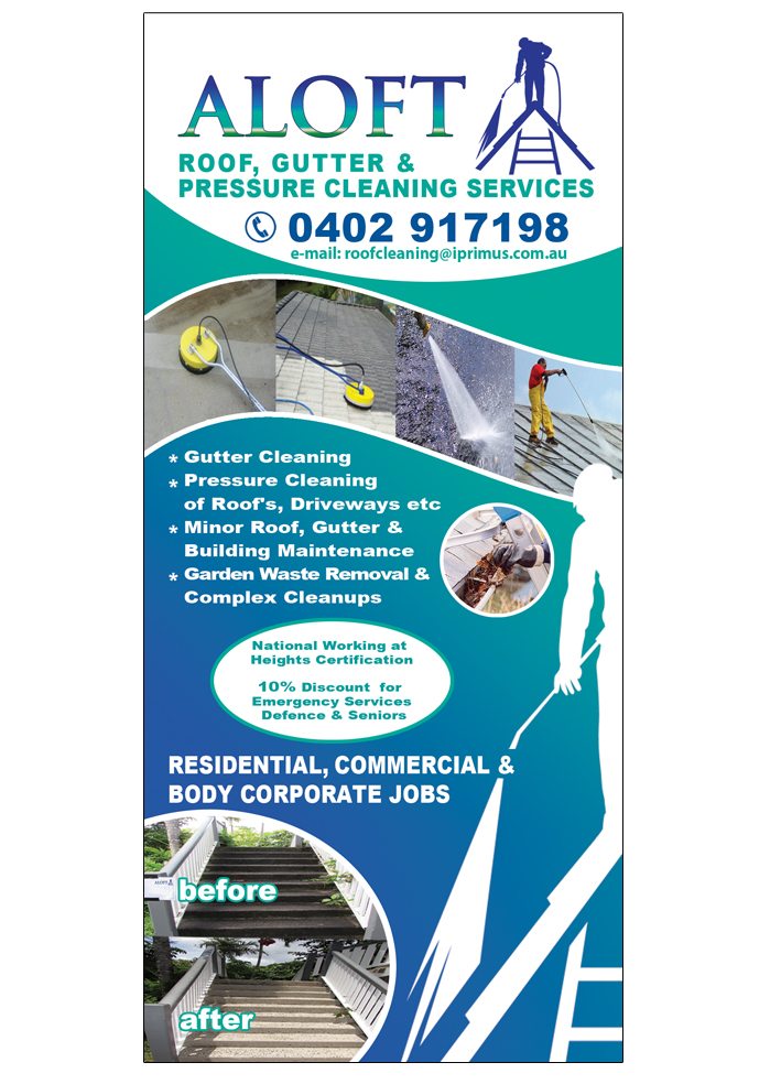 flyer design for aloft roof gutter pressure cleaning services by roofing flyer ideas