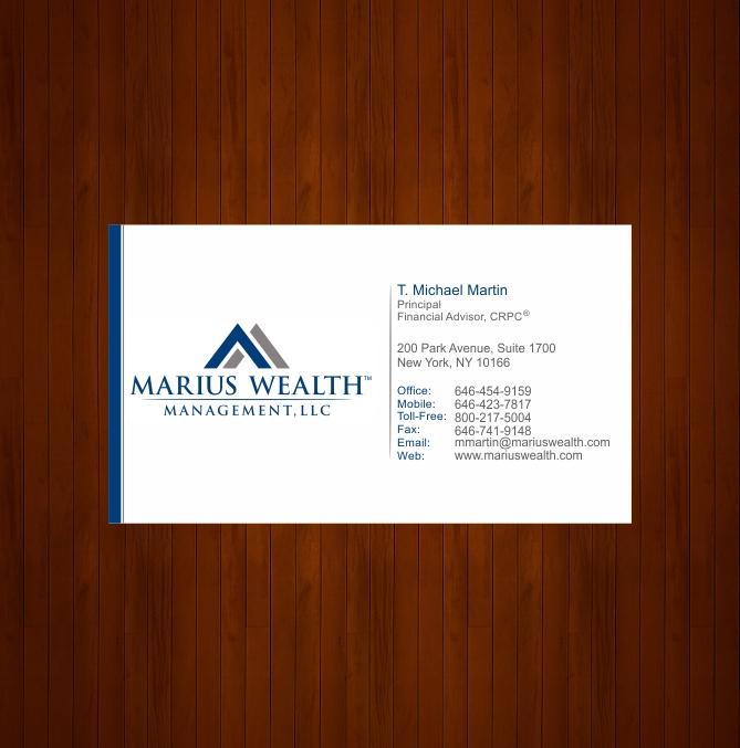 Business Card Design by InfiniteDesign for Marius Wealth Management LLC | Design: #3598758