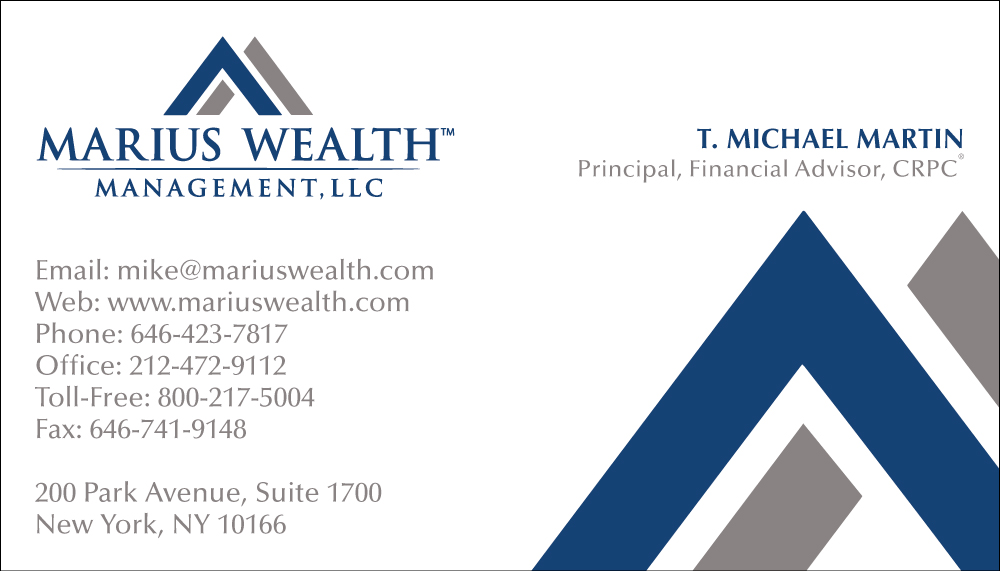 Business Card Design by aeraxeur for Marius Wealth Management LLC | Design #3553014
