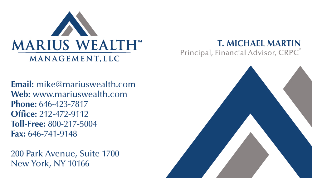 Business Card Design by aeraxeur for Marius Wealth Management LLC | Design #3553027