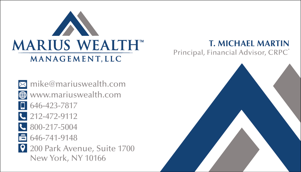 Business Card Design by aeraxeur for Marius Wealth Management LLC | Design #3553030