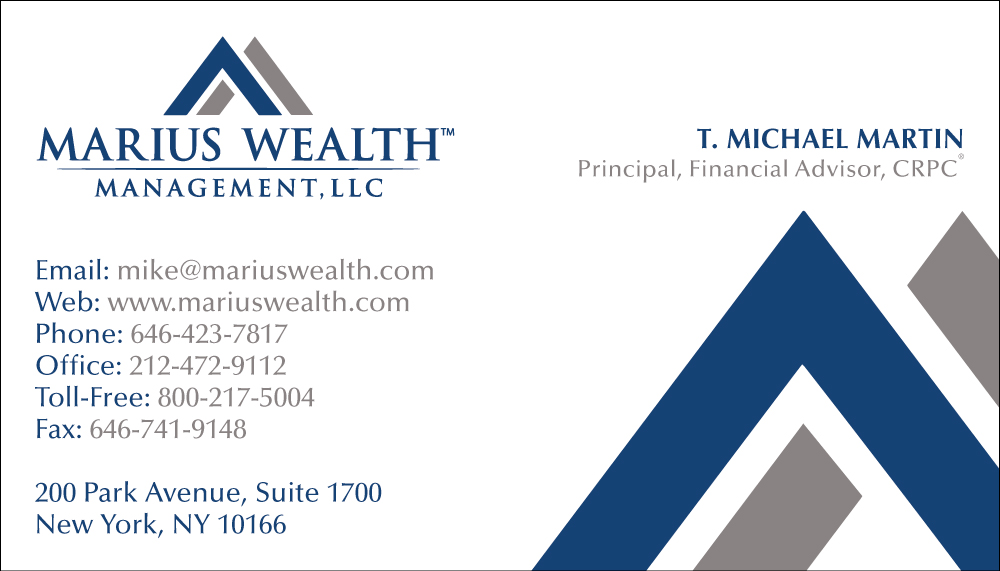 Business Card Design by aeraxeur for Marius Wealth Management LLC | Design #3553042