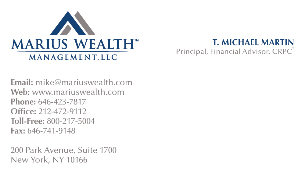 Business Card Design by aeraxeur for Marius Wealth Management LLC | Design #3554217