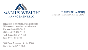 Business Card Design by aeraxeur for Marius Wealth Management LLC | Design: #3554217