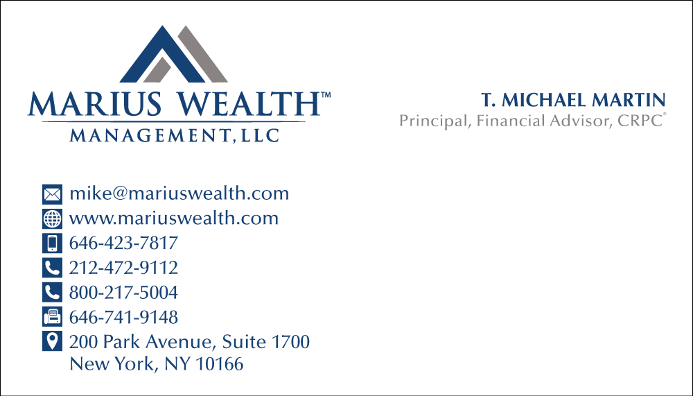 Business Card Design by aeraxeur for Marius Wealth Management LLC | Design #3554221