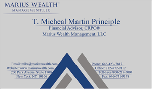 Diseño de Tarjeta de Presentación por bborkowski para Marius Wealth Management LLC | Diseño #3544665