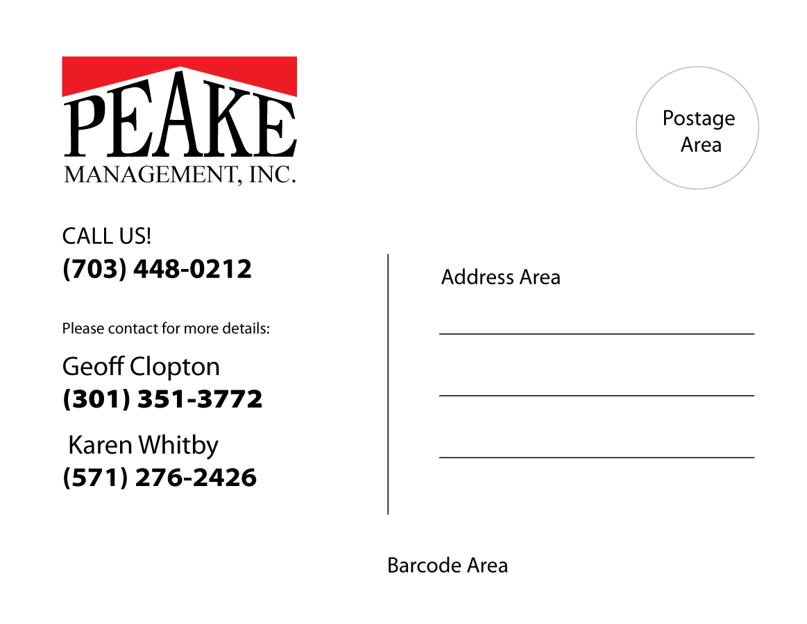 Postcard Design by sandeshnarvekar for Peake Management, Inc. | Design #3524559