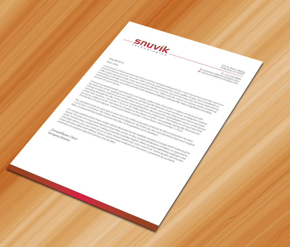 Letterhead Design by Sarmishtha Chattopadhyay_loginchange for Snuvik Technologies | Design #3691440