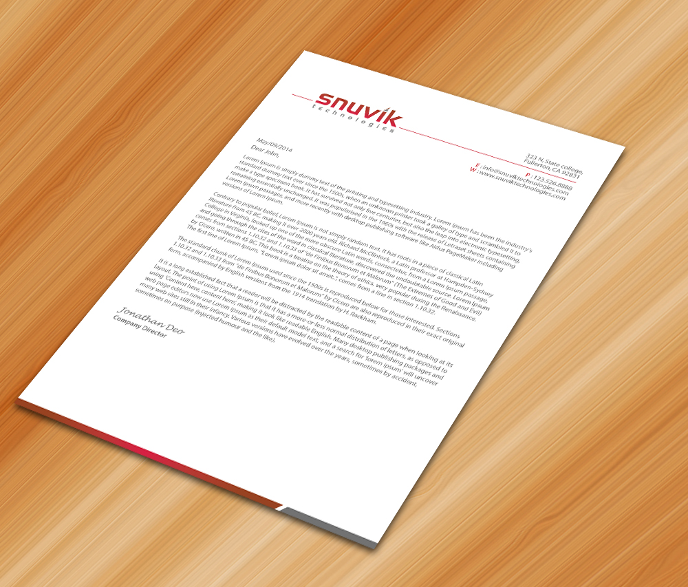 Letterhead Design by Sarmishtha Chattopadhyay_loginchange for Snuvik Technologies | Design #3691460