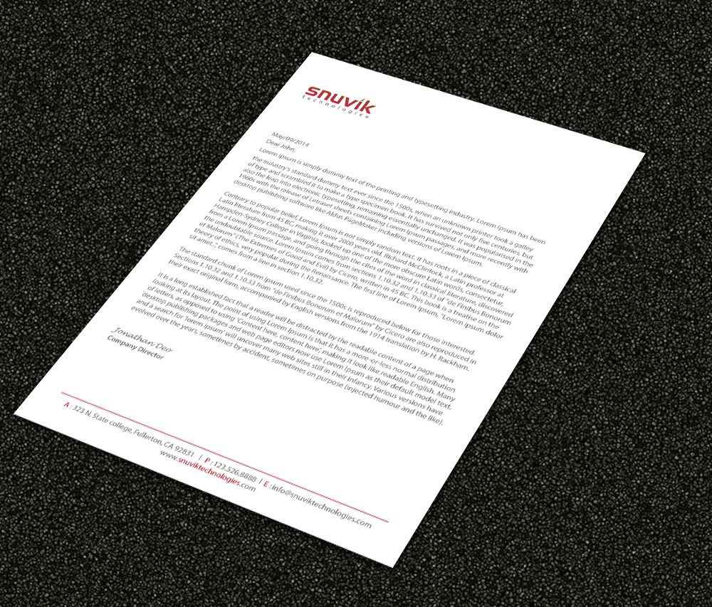 Briefkopf-Design von Sarmishtha Chattopadhyay_loginchange für Snuvik Technologies | Design #3700684