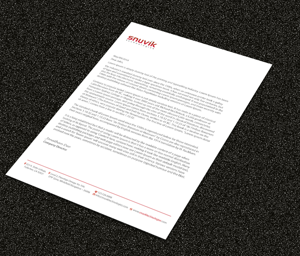 Briefkopf-Design von Sarmishtha Chattopadhyay_loginchange für Snuvik Technologies | Design #3700981