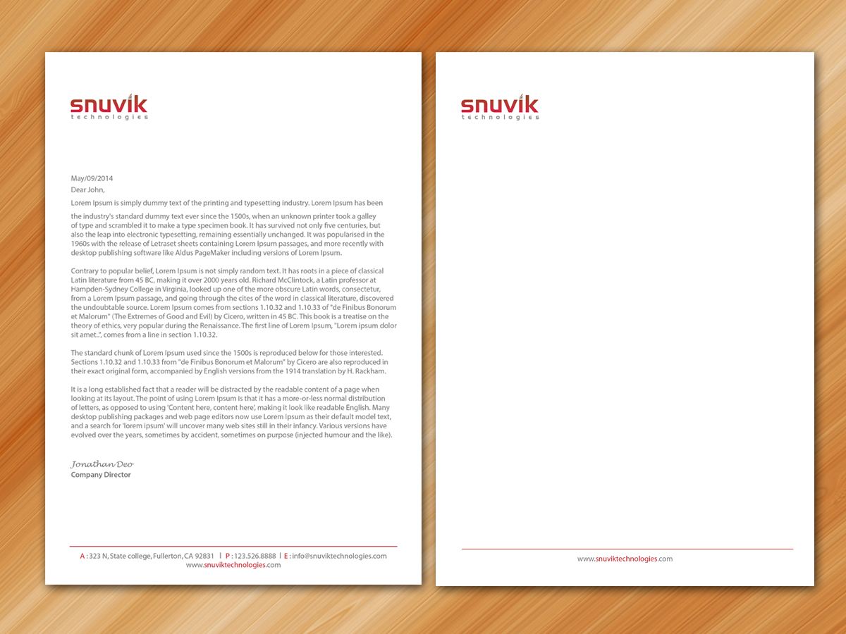 Letterhead Design by Sarmishtha Chattopadhyay_loginchange for Snuvik Technologies | Design #3703443