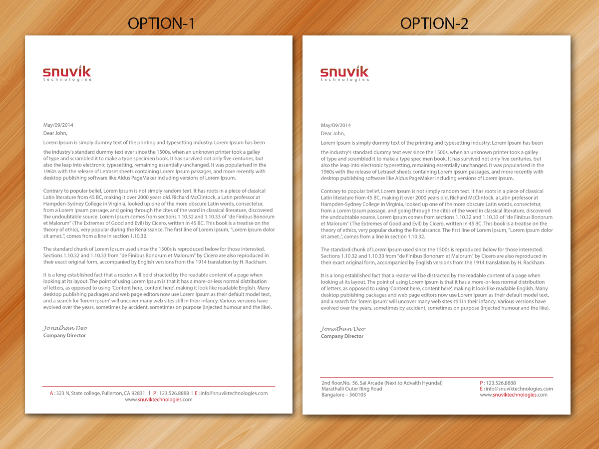 Letterhead Design by Sarmishtha Chattopadhyay_loginchange for Snuvik Technologies | Design #3707458