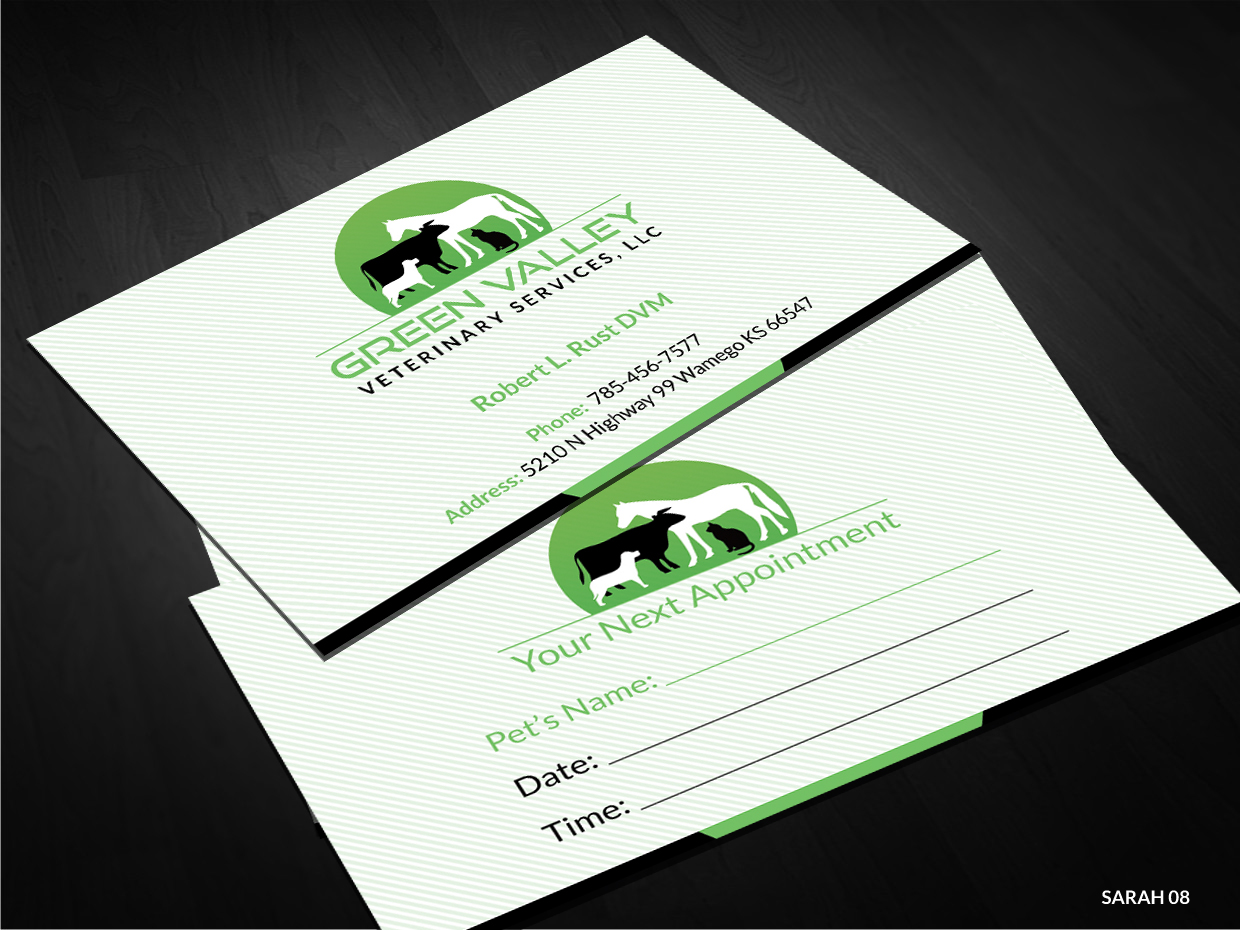 Business Card Design by Sarah Haroon for Green Valley Veterinary Services | Design #3571232