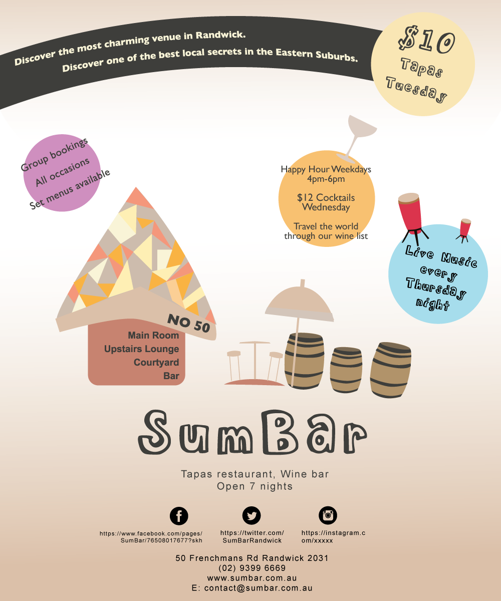 Flyer Design by Tiny Temper for SumBar | Design #3556121