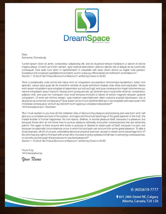 Diseño de Membrete por Joy16589 para DreamSpace Interiors Corp. | Diseño #3545577