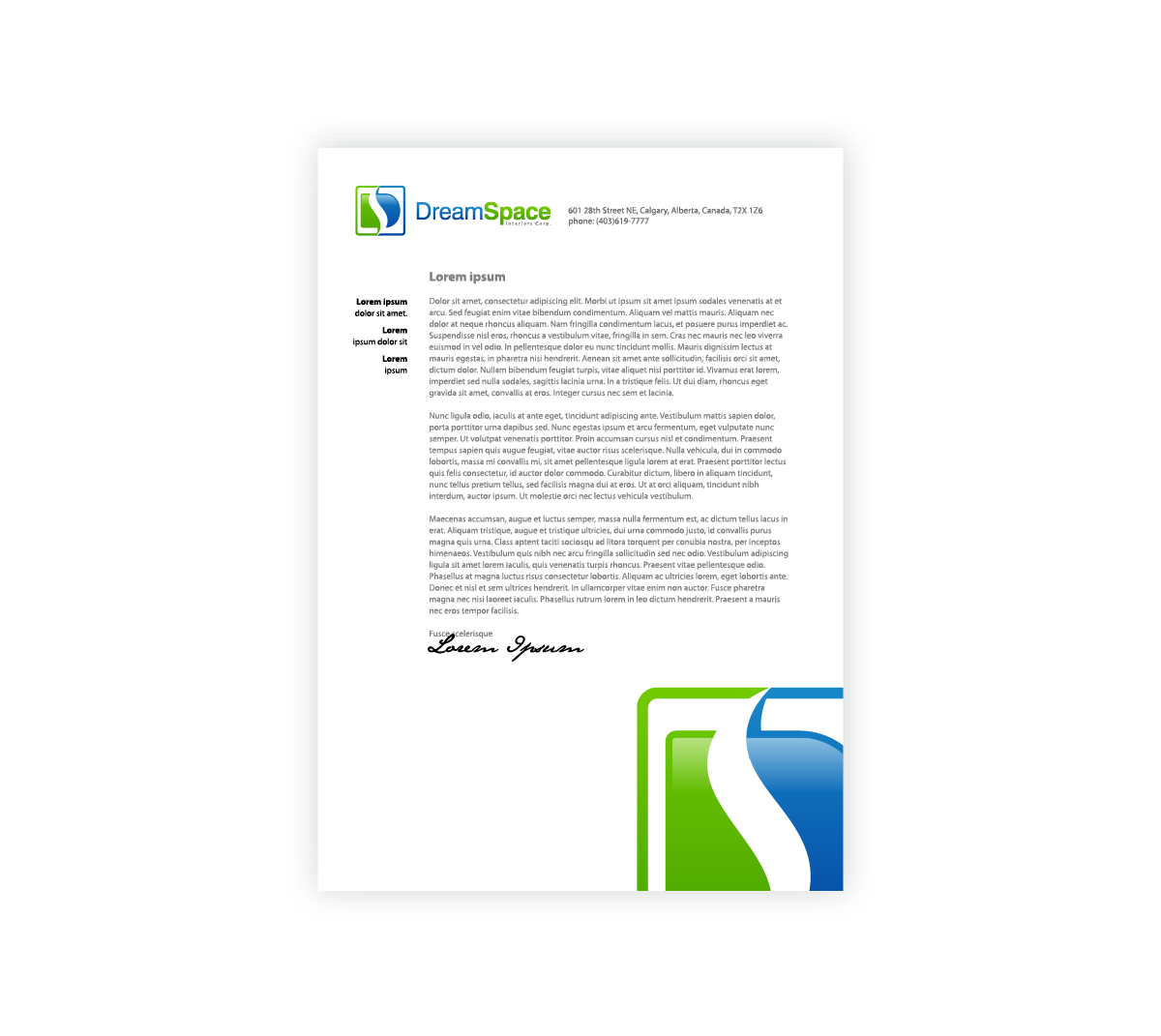 Letterhead Design by mag wong for DreamSpace Interiors Corp. | Design #3553956
