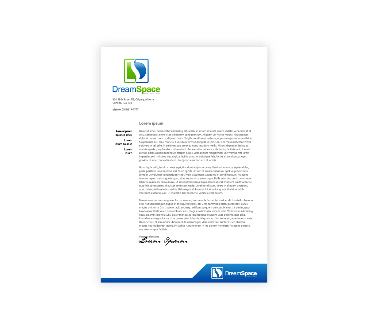 Letterhead Design by mag wong for DreamSpace Interiors Corp. | Design #3553957