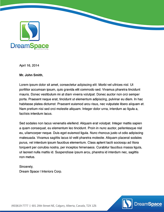 Letterhead Design by BMF Design for DreamSpace Interiors Corp. | Design #3546002