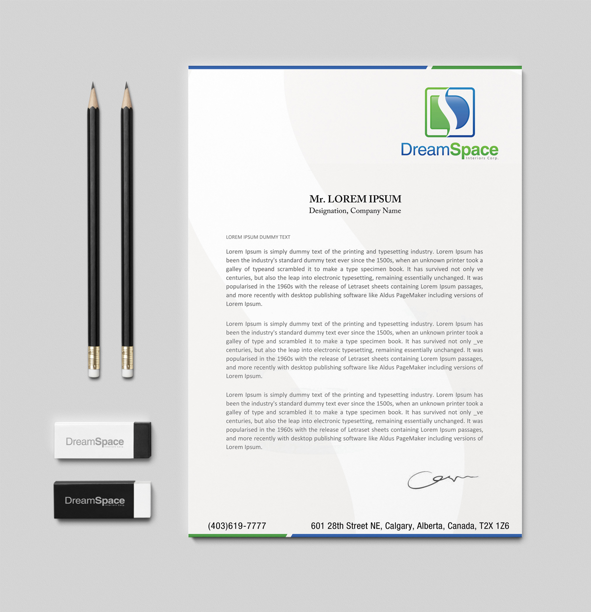 Letterhead Design by Creative Chamber for DreamSpace Interiors Corp. | Design #3569913