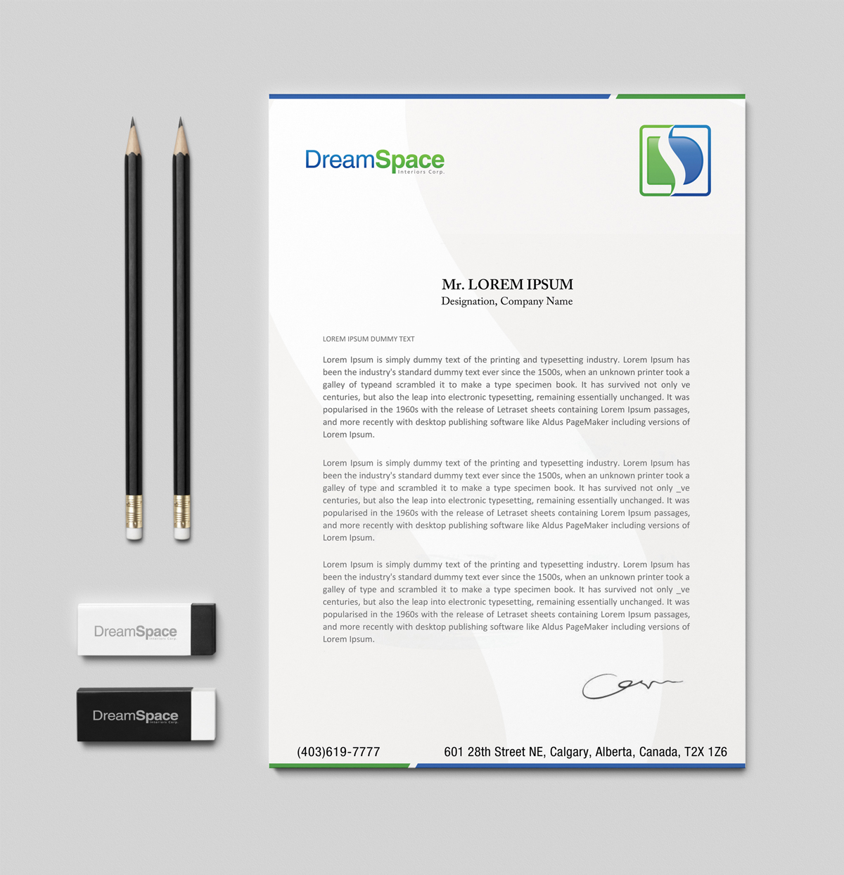 Letterhead Design by Creative Chamber for DreamSpace Interiors Corp. | Design #3569916