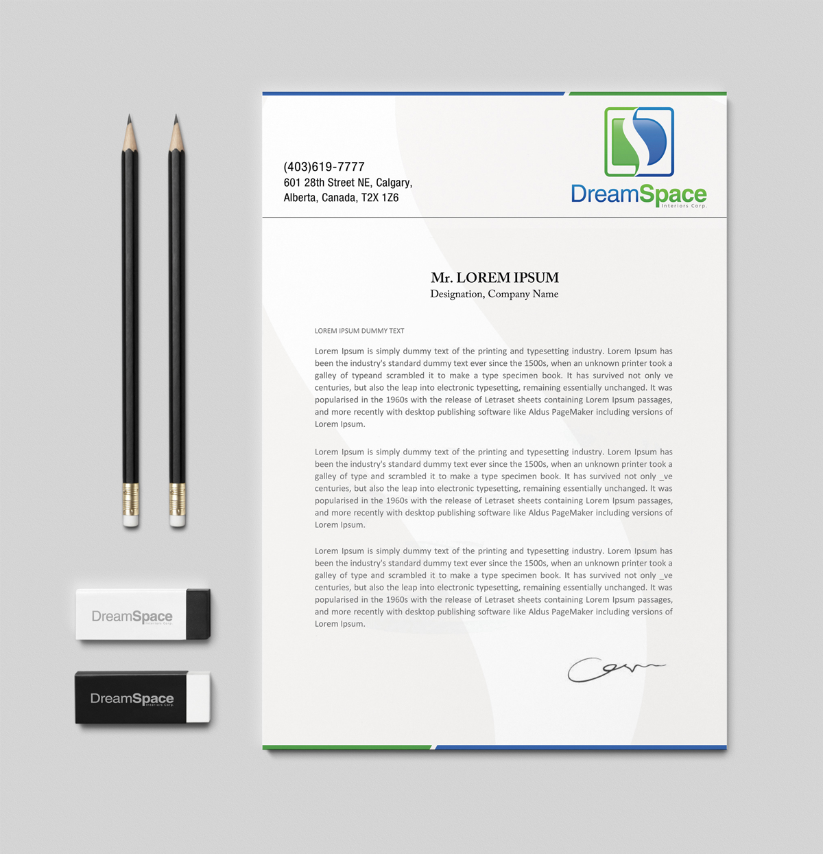 Letterhead Design by Creative Chamber for DreamSpace Interiors Corp. | Design #3569917