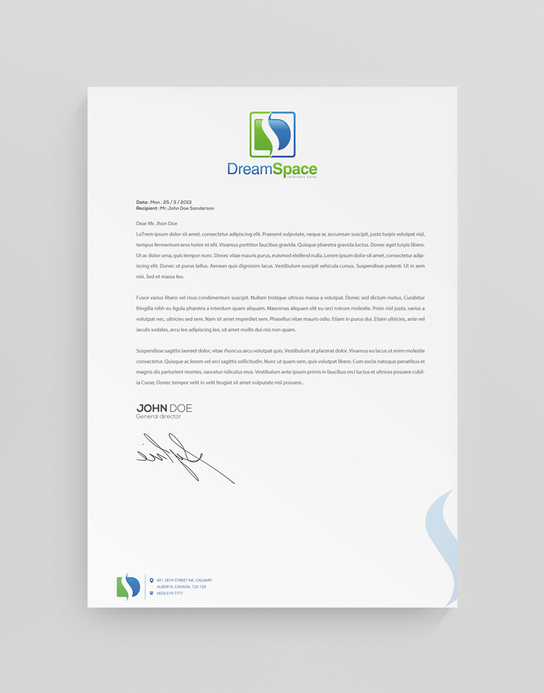 Letterhead Design by stoodio.id for DreamSpace Interiors Corp. | Design #3573708