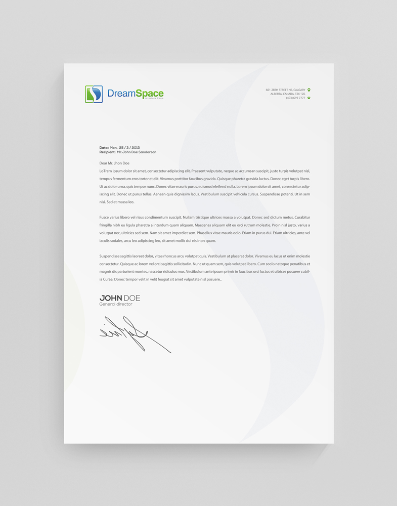 Letterhead Design by stoodio.id for DreamSpace Interiors Corp. | Design #3573921