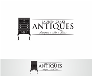 line 1: Lauren Csaki Antiques  line 2: Antiques - Art - Décor | Logo Design by B8
