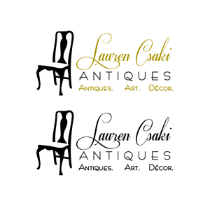line 1: Lauren Csaki Antiques  line 2: Antiques - Art - Décor | Logo Design by madrebonita