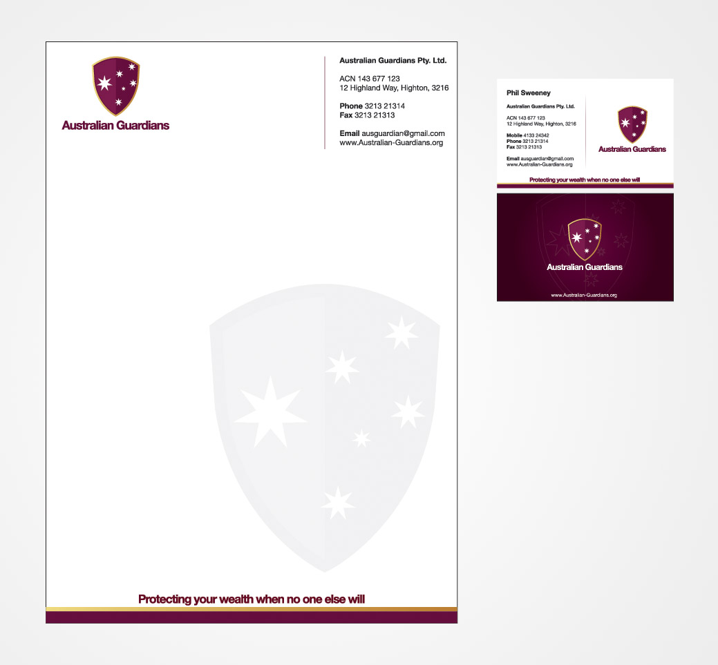 Stationery Design by Priyo Subarkah for Australian Guardians Pty Ltd | Design #889641