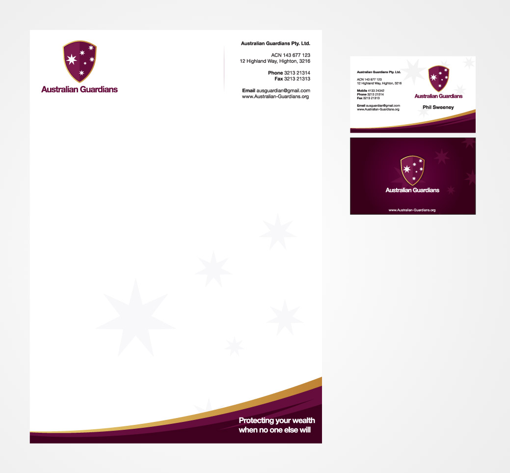 Stationery Design by Priyo Subarkah for Australian Guardians Pty Ltd | Design #889767