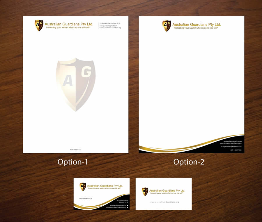 Stationery Design by Sbss for Australian Guardians Pty Ltd | Design #893828