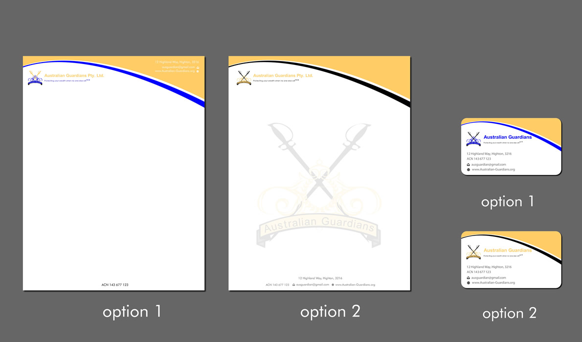 Stationery Design by Sbss for Australian Guardians Pty Ltd | Design #898990