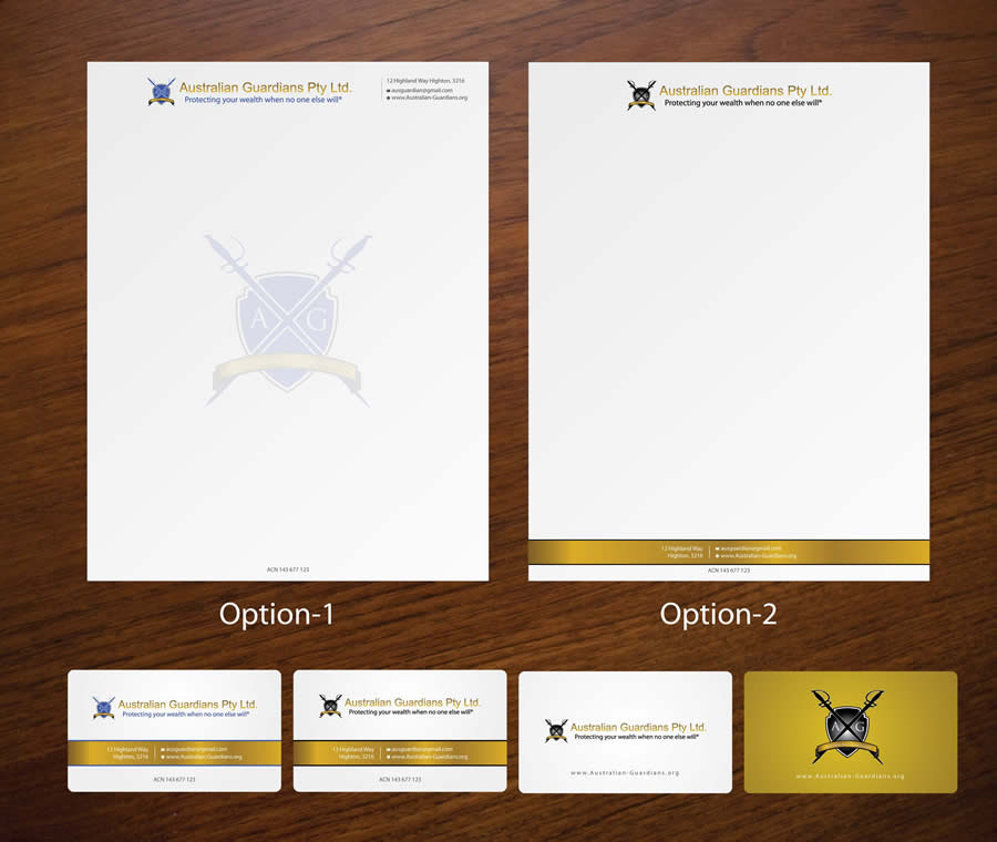Stationery Design by Sbss for Australian Guardians Pty Ltd | Design #898994